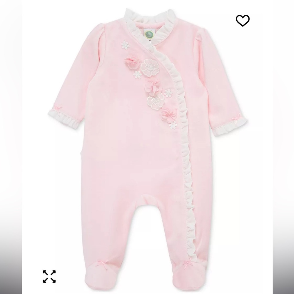 Little Me Baby Girls Flowers Velour Footie, 6 Months